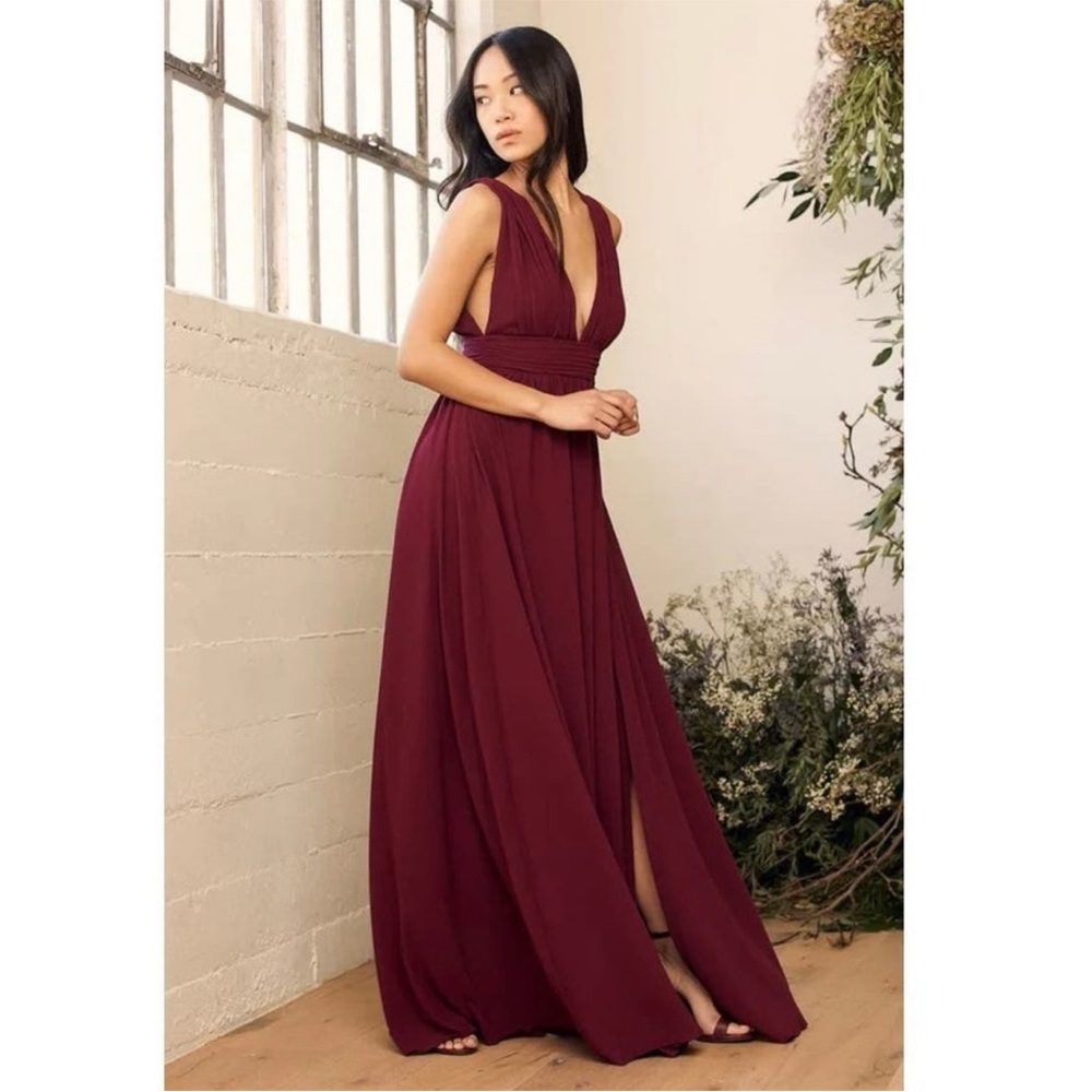 LULUS // SZ LG // Heavenly Hues maxi gown, burgundy // retail $88
